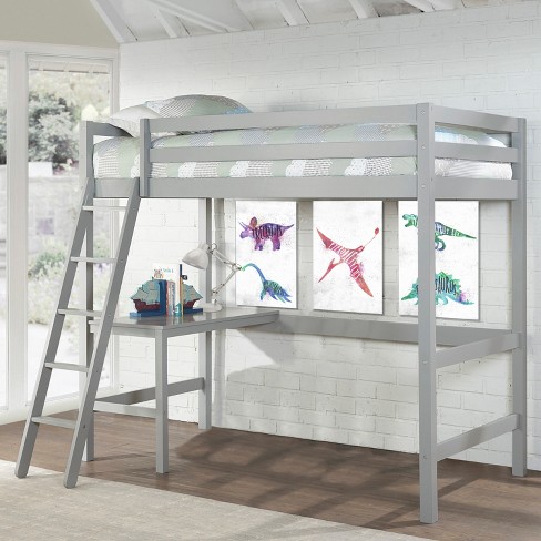 Kids' Twin Caspian Study Loft Gray - Hillsdale Furniture: Twin Loft Bed with Desk, Built-In Guard Rails, Hardwood Frame - image 1 of 4