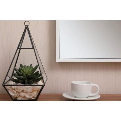 Contemporary Blue Wood Rectangular Wall Mirror 24x32 Inch