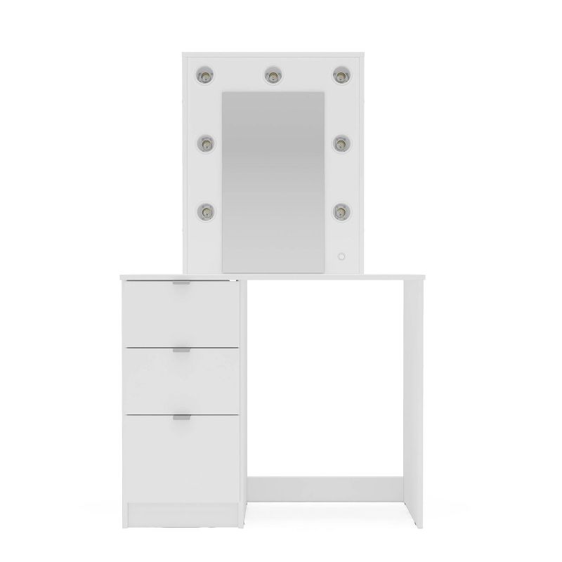 Polifurniture Daisy Bedroom Vanity with Lighted Mirror White, 1 of 15