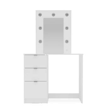 Polifurniture Daisy Bedroom Vanity with Lighted Mirror White