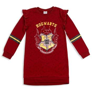 Harry Potter Gryffindor Hufflepuff Ravenclaw Girls French Terry Sweatshirt Dress Little Kid to Big Kid
