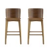 Set of 2 Bar Stools with Finish, Indoor Wooden Counter Height Chairs with Curved Backrest for Kitchen or Home Bar-The Pop Home - 4 of 4