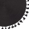 DII Tassel Embellished Placemat Set 6 Piece, Black Tassel, 15" Dia - 3 of 4