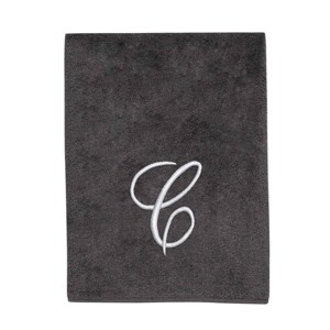 Avanti  Granite with Silver Script Monogram Bath Towel Letter   C - 1 of 3