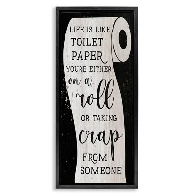 Stupell Industries Like Toilet Paper Funny Bathroom Black Framed Floater Canvas Wall Art