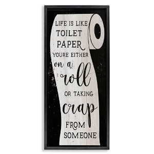 Stupell Industries Like Toilet Paper Funny Bathroom Black Framed Floater Canvas Wall Art - 1 of 4