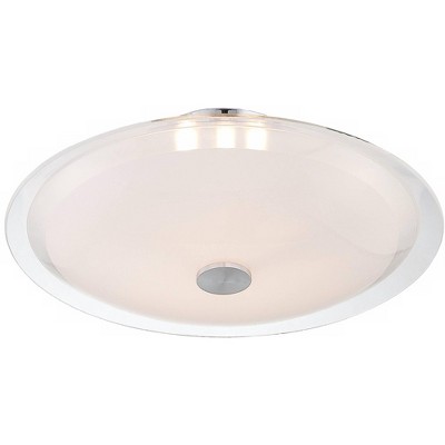 Contemporary Chrome 18" Flush Mount Ceiling Light with Frosted Glass