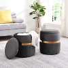 Sapphtopaz 1PC Modern Velvet Ottoman with Storage Round Upholstered Foot Stool with Tufted,Small Storage Ottoman for Living Room,Bedroom - 3 of 4