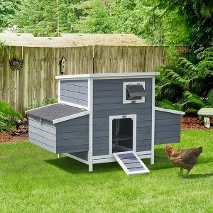 Courtyard Villa Outdoor Poultry Safety Cage Small Wooden House with Sloped Entrance, Suitable for Chickens, Ducks, Rabbits, Cats, and Dogs - 1 of 4