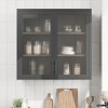 LunaLulinlk Retro Style Wall Mounted Cabinet Table-Top Storage Cabinet with Hazy Glass Doors and 2 Adjustable Shelves, Waffle-Grids Glass - 4 of 4
