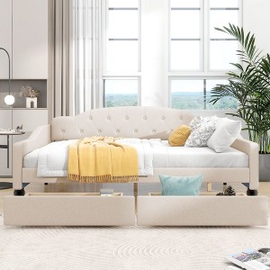 PAGED Full Size Upholstered Daybed Modern Tufted Bed Wooden Bed Frame for Bedroom and Living Room - 1 of 4