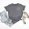 Simply Sage Market Women's Embroidered Smiley Face Outline Short Sleeve Garment Dyed Tee - 3 of 3