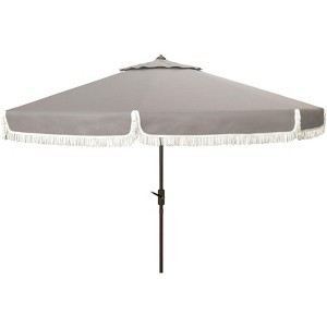 Milan Fringe 11Ft Round Crank Umbrella - PAT8108 - Safavieh - 1 of 4