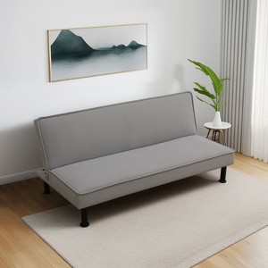 DOMETOUR Modern Armless Calico Sofa Bed – Convertible Sleeper Couch for Living Room, Guest Room or Small Apartment - 1 of 4
