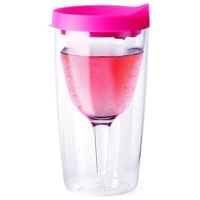 Vino2Go Pink Acrylic Insulated Wine Tumbler with Slide Lid, 10 Ounce