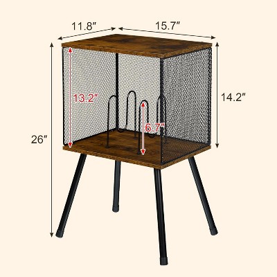 MaseiKar Record Player Stand with Storage up to 100 Albums, Retro Small Vinyl Record Holder - Adjustable Divider, Book/LP Record Storage Holder