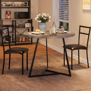 Round Kitchen Table Set for 2, Dining Table and Chairs for 2, Modern Dining Room Table Set - 1 of 4