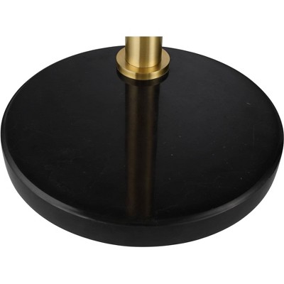 Rayne Black and Gold Adjustable Arc Floor Lamp with Frosted Glass Shades