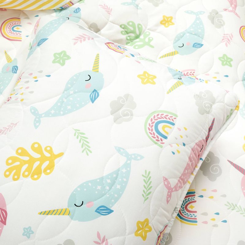 Kids' Magical Narwhal Reversible Oversized Quilt Set White - Lush Décor, 6 of 11