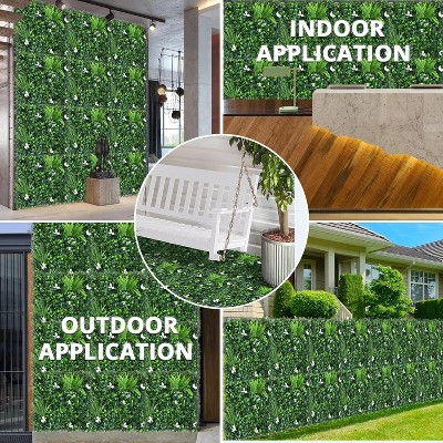 20x20in Artificial Plant Wall Roll, Hedge Panels with 100 Zip Ties, Faux Greenery Grass Backdrop for Outdoor, Indoor, Garden, Backyard, Easy DIY