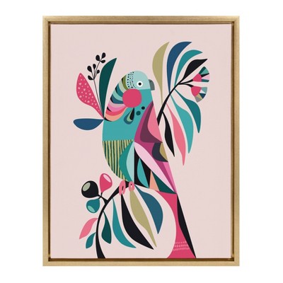 18" x 24" Sylvie Parakeet Framed Canvas Wall Art by Rachel Lee Gold - Kate And Laurel