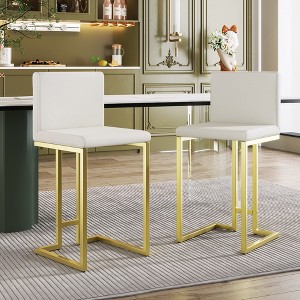 LOVMOR Mid-Century Modern Gold Counter Height Bar Stools with Back - 1 of 4