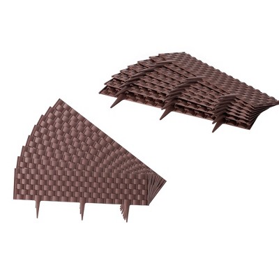 Rich Brown Rattan-Inspired Plastic Garden Edging Set, 8 Pieces