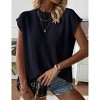 Womens Summer Cap Sleeve Tops Trendy Casual Crew Neck Knit Lightweight Sweater Pullover Top - 2 of 4
