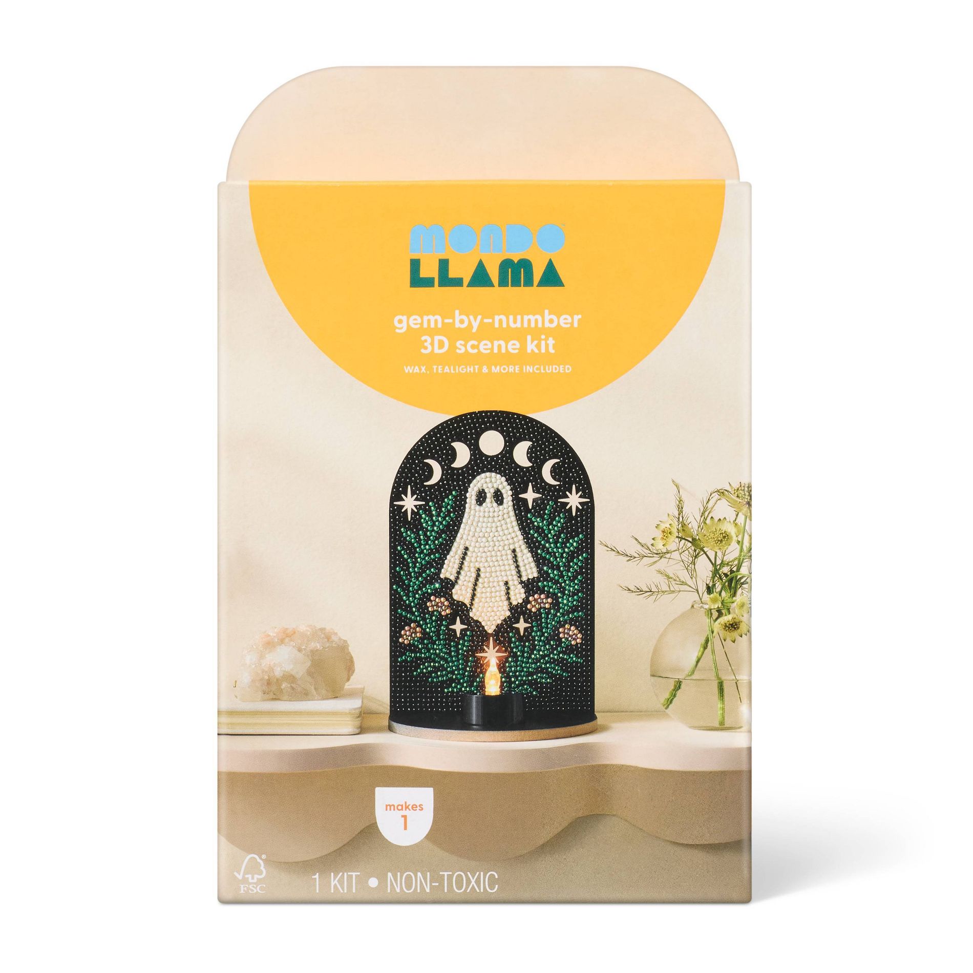 Halloween Craft Ghost Gem Art Votive Activity Kit - Mondo Llama™