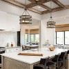 LNC Laius Drum Chandelier, 3-Light Matte Black and Brown Wood, Modern Farmhouse, 15.5-in, 18-in - 2 of 4