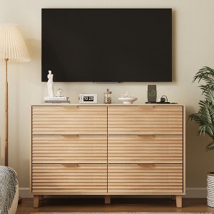 6 Drawer Dresser, 47.2" W Double Dresser, Wood Dresser For Bedroom, Chest Of Drawers Of Storage - 1 of 4