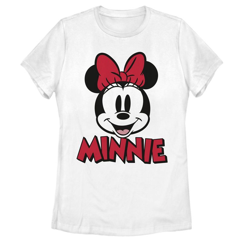 Women's Mickey & Friends Retro Minnie Mouse Big Face T-Shirt, 1 of 5