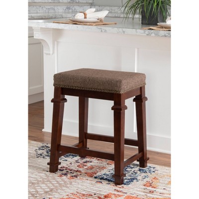 Kennedy Backless Walnut Brown Wood Counter Stool