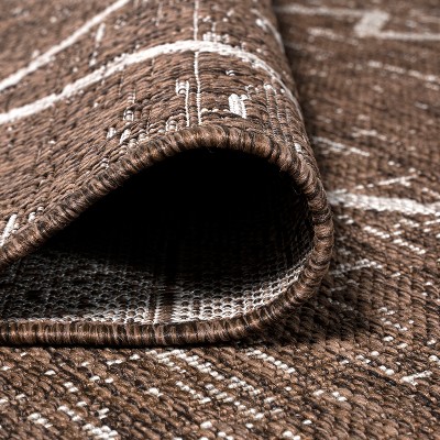 Brown and Beige Diamond Trellis Indoor/Outdoor Runner Rug