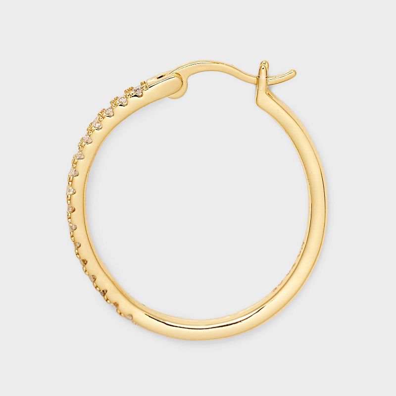 14k Gold Plated Brass Cubic Zirconia Click Top Hoop Earrings - A New Day&#8482; Gold, 4 of 5