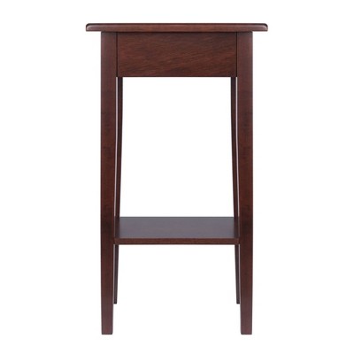 Transitional Regalia 29.5" Walnut Wood & Stone Accent Table with Storage