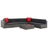 vidaXL Sofa Set Grey rattan, Dark grey cushion, Red pillow - 2 of 4