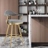 HomeRoots 30" Gray and Gold Fabric and Stainless Steel Low Back Bar Height Swivel Bar Chair - 2 of 4