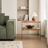 Spassway 24"H*24"W Walnut Wood End Table with Glass Frame 2-Tier Open Storage Shelves Side Tables Vintage Sofa Table for Living Room Bedroom Office - 3 of 4