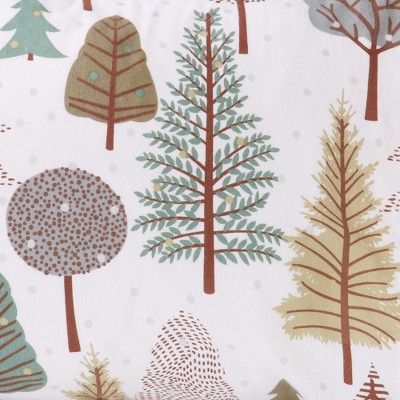 California King Gray Cotton Flannel Sheet Set with Forest Print