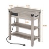 End Table with USB Ports and Outlets, Flip Top Side Table Narrow Bedside Table with Drawer - 2 of 4