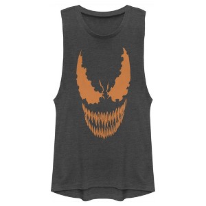 Juniors Womens Marvel Halloween Venom Scary Face Costume Festival Muscle Tee - 1 of 4