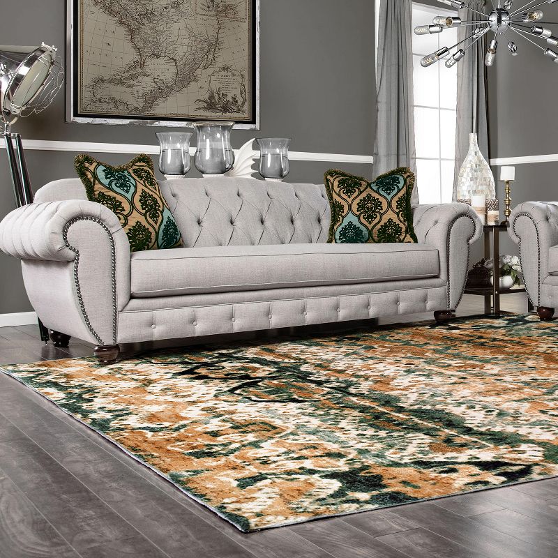 Modern Traditional Classic Transitional Ornamental Paisley Damask High-Traffic Long-Lasting Indoor Area Rug by Blue Nile Mills, 2 of 5