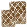 Home Mart Goods Beige 2 Piece Trellis Plush Thick Soft Cozy Microfiber Bath Mat Set - 2 of 4