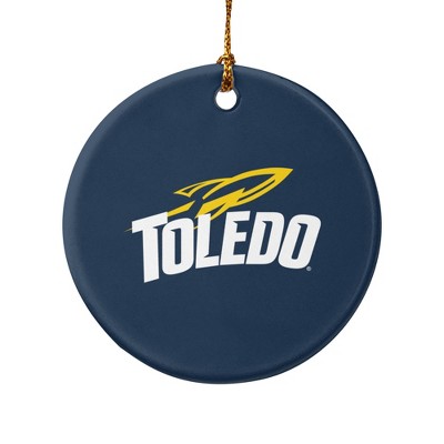 University of Toledo Rockets Logo Porcelain Holiday Christmas Tree Ornament