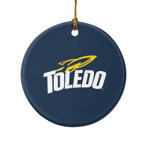 University of Toledo Rockets Logo Porcelain Holiday Christmas Tree Ornament - 1 of 4