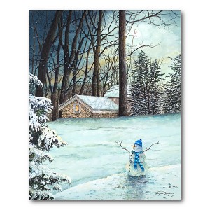 Snowman in Moonlight Gallery-Wrapped Canvas - 1 of 4