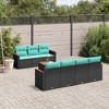 vidaXL 8 Piece Garden Sofa Set with Cushions Black and Blue Poly Rattan - 2 of 4