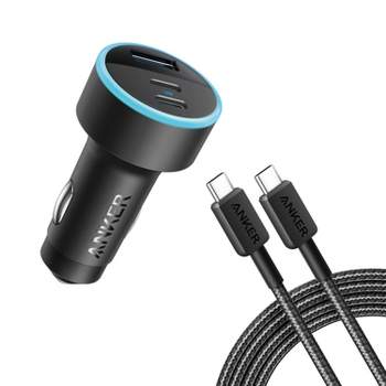 Anker 3-Port 67W Car Charger with 3' USB-C to USB-C Cable - Black
