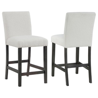 Coaster Home Furnishings Alba Boucle Upholstered Counter Height Dining Chair White and Charcoal Grey (Set of 2)